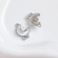 Mond und Stern Magnetanhänger in Silber mit weißen Kunstperlen und Glitzer für DIY - Silberner Magnetischer Mond mit Weißer Perle und Glitzer (7#)