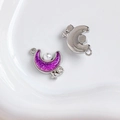 Silberner Mondsichel-Anhänger mit violettem Emaille und Perlen für DIY-Schmuckstücke - Silberne Basis Lila Emaille Mond mit Perle (8#)
