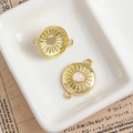 Golden sunburst connector charm with pink gemstone inlay for DIY jewelry crafting - Gold Sunburst Connector with Pink Gemstone (8#)