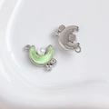 Mond und Stern Anhänger aus Silber mit grünem Emaille und weißer Perle für DIY Schmuck - Silberne Basis Hellgrüner Emaille Mond mit Perle und Stern (9#)