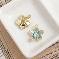 Blauer und weißer Emaille-Blumenanhänger mit Perle für DIY-Schmuckherstellung - Blau-Weißer Farbverlauf Blume mit Perle Strass (9#)