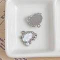DIY silver alloy cloud pendant with white enamel, rhinestones and pearls on tray - White Faux Enamel Cloud Design (9#)