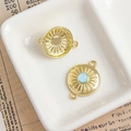 Golden sunburst round connector pendant with sky blue gemstone for DIY jewelry - Gold Sunburst Connector with Sky Blue Gemstone (9#)