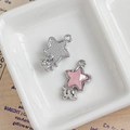 Ciondolo a stella con glitter rosa e cornice argentata per creazione di gioielli DIY - Stella Glitterata Rosa (10#)