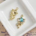 Gold star pendant with blue crystal and pearls for DIY jewelry making accessories - Blue Crystal Pentagram Design (11#)