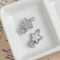 Ciondoli a stella in lega d'argento con intarsio perlato bianco e cristalli di zircone - Doppia Stella d'Argento (11#)