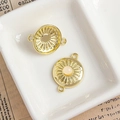 Golden sunflower alloy charm connector for DIY jewelry with yellow resin inlay - Gold Sunburst Connector with Light Yellow Gemstone (11#)