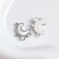 Silberner Mondanhänger mit weißem Harz-Inlay und kleinen Perlen für DIY-Schmuckstücke - 13# (Mondlicht Weiß Mond mit Strass Perle Silber)
