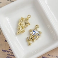 Gold shooting star pendant charm with rhinestones and white pearls for DIY jewelry - Meteor Trail Design (12#)