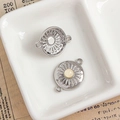 Daisy flower alloy connector for DIY bracelets featuring a yellow resin inlay design - Silver Sunburst Connector with Light Yellow Gemstone (12#)