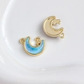 Blauer Mondanhänger mit goldener Hase für DIY Schmuckherstellung Sets Zubehör - Goldene Basis Blau Glitzermond mit Hase (13#)
