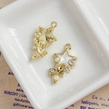 Golden star pendant with white pearls and rhinestones for DIY jewelry making - White Star Design (13#)