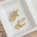Ciondolo a stella dorato con glitter bianchi e orsetto per gioielli fai da te - Stella dell'Orso Glitterata (13#)