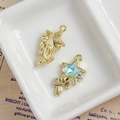 Star-shaped gold alloy pendant with iridescent blue center and pearls for DIY jewelry - Blue Star Design (14#)