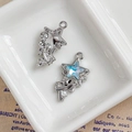 Star-shaped alloy pendants with iridescent center stone and pearls for DIY jewelry - Iridescent Blue Pentagram Design (15#)