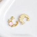 Mond und Stern Schmuckanhänger in Gold mit rosa Kristallen und Perlen für DIY Zubehör - 17# (Rosa Mond Stern mit Strass Perle Gold)