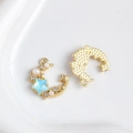 Mondanhänger aus Gold mit blauem Sternkristall und Perlen für DIY Schmuckstücke - 18# (Hellblau Sternstein Mond mit Strass Perle Gold)
