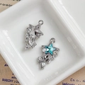 Star-shaped sea blue crystal pendant charm with pearls and rhinestones for DIY jewelry - Sea Blue Pentagram Design (17#)