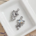 Silver star pendant with iridescent crystal and pearls for DIY jewelry making - Silver Iridescent Shooting Star Design (18#)