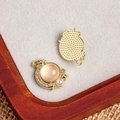 Goldene Sonnen- und Mondanhänger aus Legierung mit rosa Katzenauge und Perlen für DIY - Pfirsichrosa Katzenauge Goldener Stern Mond Anhänger (15#)