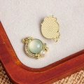 Mond und Stern Anhänger mit grünem Edelstein und Perle für DIY Schmuckherstellung - Hellgrüner Halbtransparenter Goldener Stern Mond Anhänger (16#)