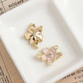 Rosa Emaille Kirschblüten Anhänger mit Schmetterling und Perle für DIY Schmuck - Rosa Schmetterlingsblume mit Perle Strass (20#)
