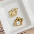 Golden alloy star pendant with iridescent opal stone and sparkling rhinestones - Iridescent Starry Oval Design (20#)
