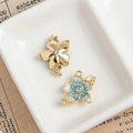 Kirschblüten-Anhänger in Blau und Weiß mit Perle und Kristall für DIY-Schmuckstücke - Blaue Schmetterlingsblume mit Perle Strass (21#)