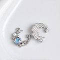 Silberner Mondanhänger mit Perlen und Kristallen für DIY-Schmuckherstellung - 23# (Irisierender Mond Stern mit Strass Perle Silber)