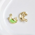 Mond-Anhänger mit grünem Emaille-Verlauf, Schmetterling und Stern für DIY-Schmuck - Goldener Mond mit Grünem Verlauf Schmetterling und Stern (22#)