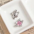 Kirschblüten-Anhänger mit Emaille-Verlauf, Perle und Strass für DIY-Schmuckherstellung - Rosa-Weiße Silberne Basis Sakura mit Perle Strass (22#)