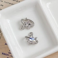 Coppia di ciondoli a stella in argento con cristallo per creazione di gioielli - Stella d'Argento con Intarsio di Strass (21#)