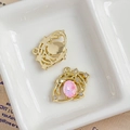 DIY golden Saturn pendant charm with pink stone and rhinestones for jewelry making - Pink Saturn Design (22#)
