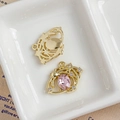 Golden alloy star cloud pendant with pink gemstone and crystals for jewelry DIY - Astrological Eye Pink Gem Design (23#)