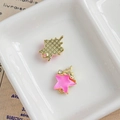 Ciondoli a stella in oro smaltato rosa con strass per accessori gioielli fai da te - Stella Goccia d'Olio Rosa (24#)
