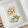 Gold-plated star planet alloy pendant with light blue crystal and small rhinestones - Light Blue Starry Planet Design (24#)