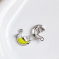 Silberner Mondanhänger mit Schmetterling und Stern für DIY-Schmuckherstellung - Silberner Mond mit Gelb-Weißem Schmetterling und Stern (26#)