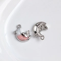 Silberner Mondsichel Anhänger mit rosa Glitzer und Schmetterling für DIY Schmuck - Silberner Mond mit Rosa-Weißem Verlauf Schmetterling und Stern (27#)