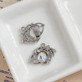 Celestial alloy star and moon pendant charms with iridescent stone and zircons - Iridescent Aurora Star Moon Design (25#)