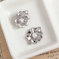 Silver flower pendant with white pearl for DIY jewelry making with dual connector holes - Silver Wave Flower Connector with Artificial Pearl (25#)