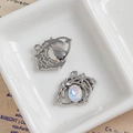 Starry sky silver alloy pendant with iridescent moonstone and white crystals - Iridescent Moonstone Starry Design (26#)