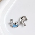 Silberner Mondanhänger mit blauem Glitzer und Schmetterling für DIY-Schmuckherstellung - Silberner Mond mit Blau-Weißem Verlauf Schmetterling und Stern (29#)