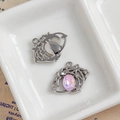 Silver alloy star and cloud pendant featuring a pink oval gemstone for DIY jewelry - Pink Starry Vortex Design (27#)