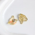 Goldener Mondsichel und Stern Planet Anhänger Set für DIY Schmuckherstellung Handwerk - 30# (Rosa Weiß Planet Mond mit Strass Gold)