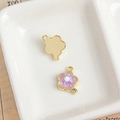 DIY-Blumenanhänger aus Legierung mit lavendelfarbenem Emaille und kleiner Perle in Gold - Violette Blume mit Strass (29#)
