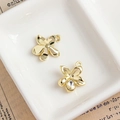 Golden flower charms for DIY jewelry making with polished finish and teardrop stone - Gold Flower Pendant with Clear Teardrop Stone (28#)