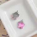 Pendaglio a stella fai-da-te argento con centro rosa e zircone per gioielleria - Stella Rosa con Bordo in Argento (29#)