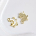 Goldene Mondsichel und Stern Anhänger mit weißer Einlage für DIY Schmuckherstellung - Goldener Mond mit Weißem Sternenstrahl und Strass (31#)