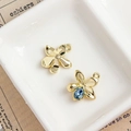 Golden flower charms with blue crystal droplets for DIY jewelry making and pendants - Gold Flower Pendant with Blue Teardrop Stone (29#)