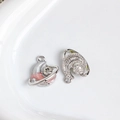 Mondsichel-Anhänger in Silber mit rosa Emaille und Zirkon für DIY-Schmuckstücke - 34# (Rosa Farbverlauf Planet Mond mit Strass Silber)